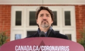 Премиерът Джъстин Трюдо отправя реч към гражданите на Канада относно пандемията от COVID-19, Отава, 16.04.2020 г. (Шон Килпатрик/The Canadian Press)