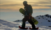 Петър Димитров с надуваемите си снегоходки в Пирин планина (снимка: личен архив)