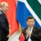 Китайският лидер Си Дзинпин (вдясно) и руският президент Владимир Путин присъстват на среща с членовете на Бизнес съвета и ръководството на Новата банка за развитие по време на срещата на върха на BRICS (Бразилия, Русия, Индия, Китай, Южна Африка) в Бразилия, 14 ноември 2019 г. (Pavel Golovkin/POOL/AFP via Getty Images)