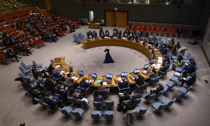 Съветът за сигурност на ООН се събира, за да обсъди конфликта между Украйна и Русия в централата на ООН в Ню Йорк на 21 октомври 2022 г. (снимка: Анджела Уейс/AFP чрез Getty Images)