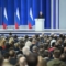 Руският президент Владимир Путин произнася годишната си реч за състоянието на нацията, Москва на 21 февруари 2023 г. (Рамил Ситдиков/SPUTNIK/AFP via Getty Images)