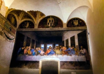 Milan, Italy - March 15, 2016 - The Last Supper by Leonardo da Vinci in the refectory of the Convent of Santa Maria delle Grazie