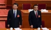 Си Дзинпин и Ли Къцян на церемонията по откриването на Парламентарния конгрес (Wang Zhao/AFP via Getty Images)