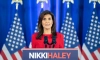 Бившият губернатор на Южна Каролина Ники Хейли обявява прекратяването на своята президентска кампания в предизборния си щаб в Даниел Айлънд, Южна Каролина, на 6 март 2024 г. (Шон Рейфорд/Getty Images)