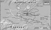Сеизмогенната зона Чирпан – Пловдив с епицентрите на двата главни труса