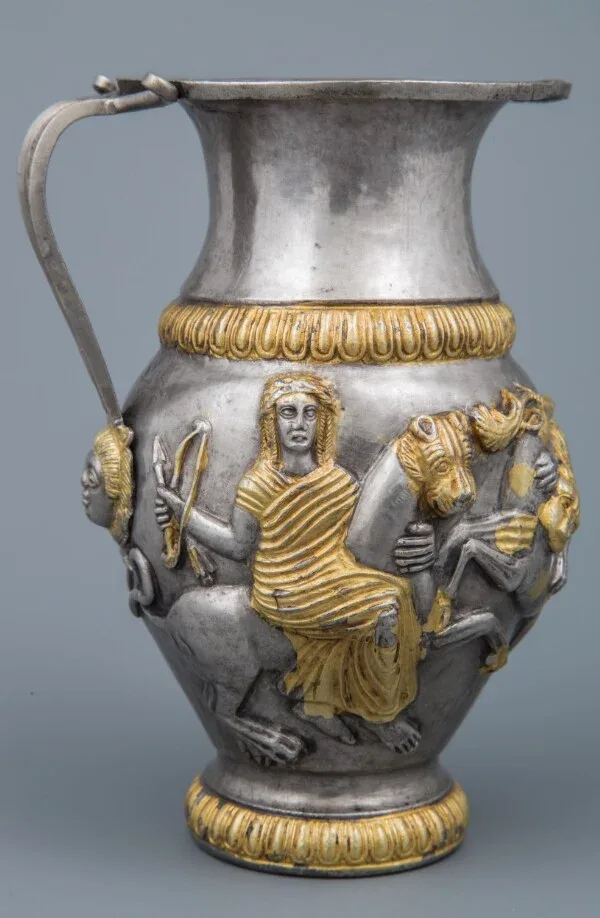 jug with goddess on a panther