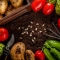 top view veggies with seeds salad