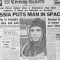 Корицата на нюйоркския вестник "Еvening gazette" на 12-ти април 1961 г.