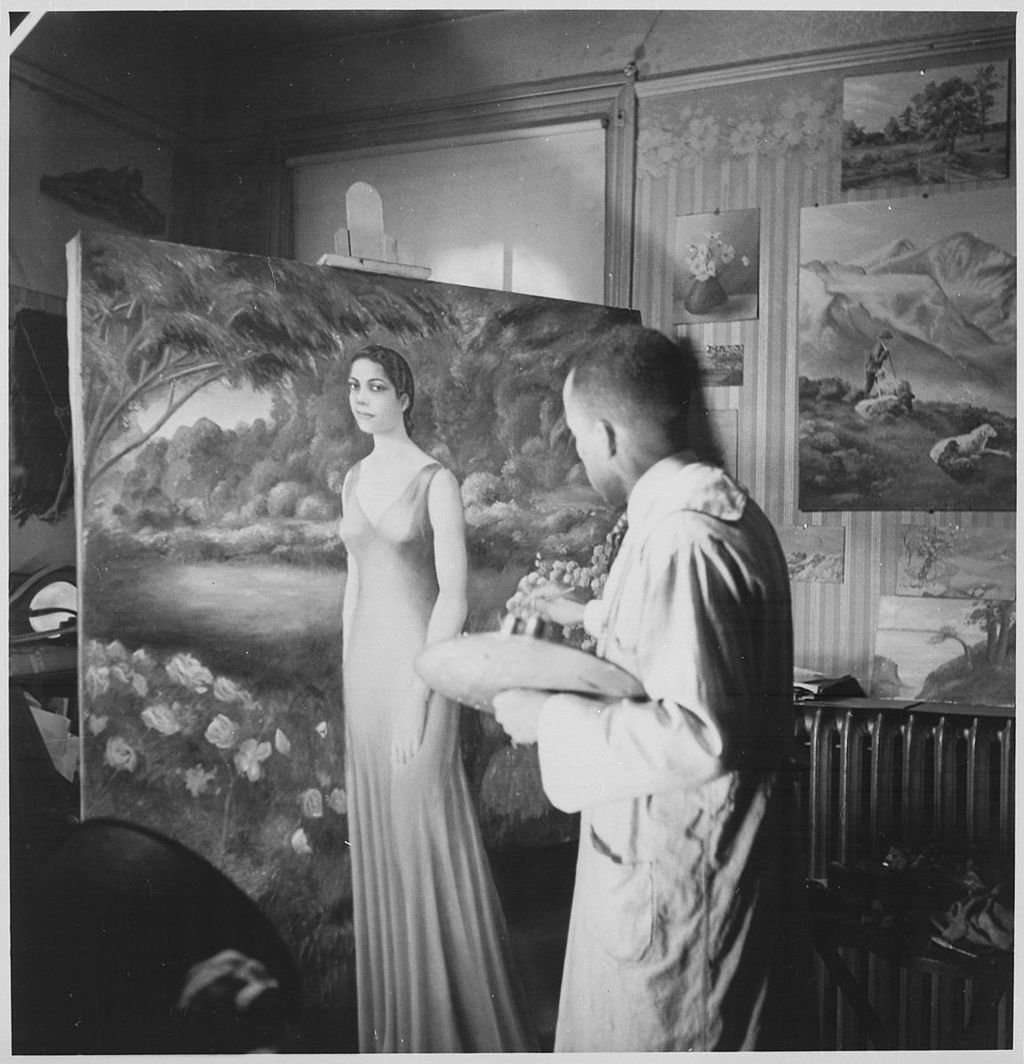 "Josiah Robertson, Artist at Work" by Anonymous. Photograph. Art requires a human touch to imagine, create, and execute it. (Public Domain)