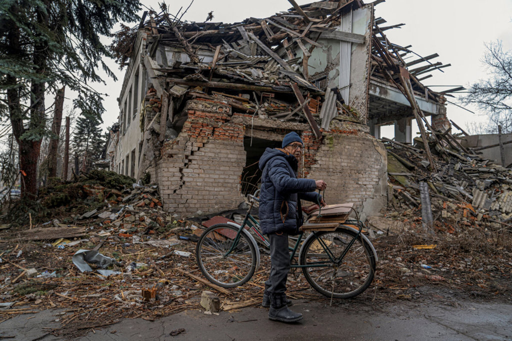 A building allegedly damaged by Russian strikes in Pokrovsk, Ukraine, on Jan. 25, 2025. (Anton Shynkarenko/Reuters)