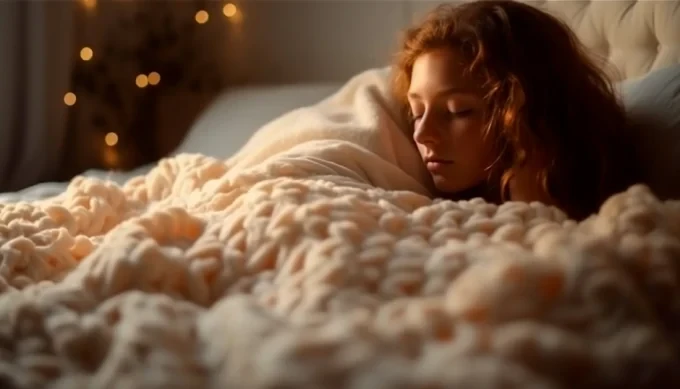 young woman resting comfortably her bedroom generated by ai