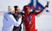 Тервел Замфиров с Бенямин Карл от Австрия (злато) и Ким Сан-гюм от Южна Корея (сребро) триумфират на Зимните олимпийски игри Милано-Кортина 2026.