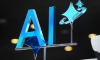 Знак за изкуствен  (AI) е показан по време на MWC (Mobile World Congress) — най-голямото в света мобилно изложение — в Барселона на 3 март 2025 г. Снимка: Манауре Кинтеро/AFP чрез Getty Images.