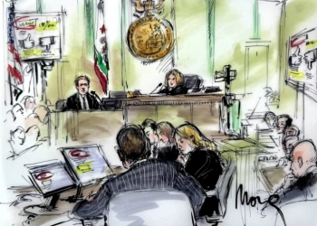 Осъдиха Meta и Google по делото за пристрастяване към социалните мрежи 2 Изпълнителният директор на Meta Platforms Марк Цукерберг дава показания пред съдия Каролин Кул от Върховния съд на Лос Анджелис по време на съдебен процес по ключово дело, в което Meta и YouTube на Google са обвинени, че нанасят вреда на психичното здраве на децата чрез платформи, предизвикващи пристрастяване, в Лос Анджелис, Калифорния, на 18 февруари 2026 г. (съдебна скица). Reuters/Mona Edwards