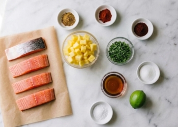 Сьомга с ананасова салса 8 id6057779 ingredients for pineapple salmon