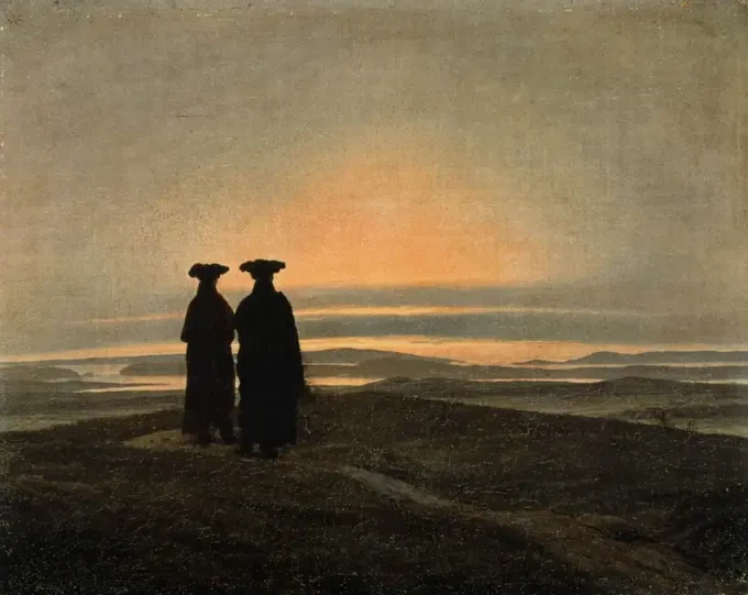 Каспар Давид Фридрих и човекът пред необятната природа 38 caspar david friedrich evening landscape with two men wga8284